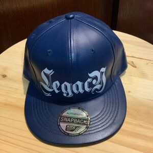Blue Faux Leather legacy SnapBack hat